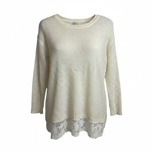Hippie Rose Sweater With Lace Hem.Size M. 21"-23" PTP,  27" Long....